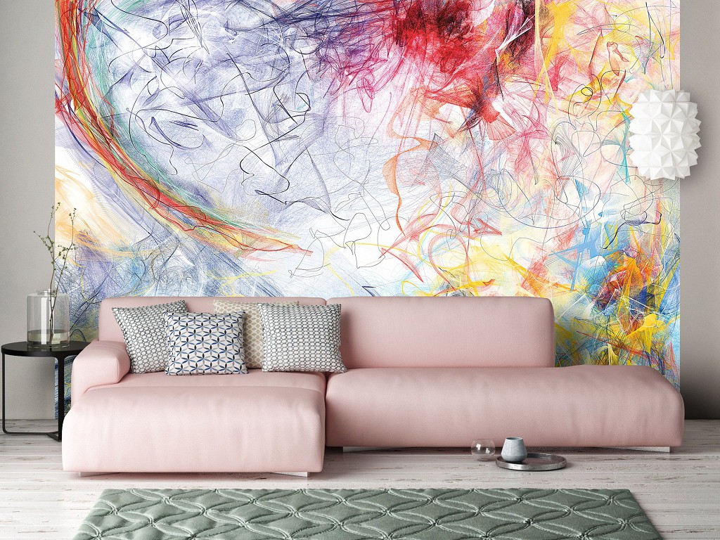 Флизелиновые фотообои на кухню 312x219 см Набросал красочную абстракцию (10006VEXXL) +клей