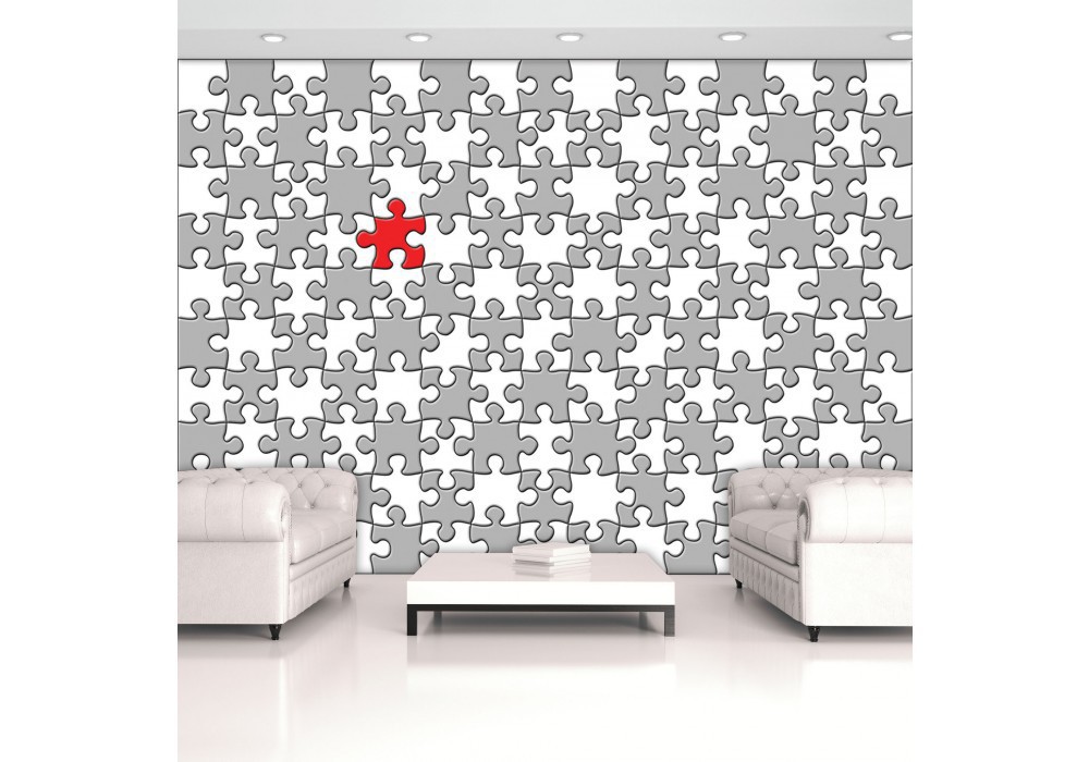 Флизелиновые фотообои абстракция 368x280 см Черно-белые пазлы (10129V10) +клей