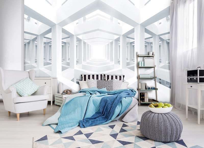 Флізелінові фотошпалери 3 д 184x254 см Біла Абстракція (10161V4A)+клей