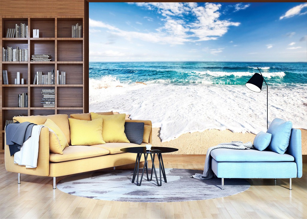 Літо природа флізелінові фотошпалери 3д Ландшафт Небо Хмари Море 368x254 см Пляж та тихий океан (10218V8)+клей