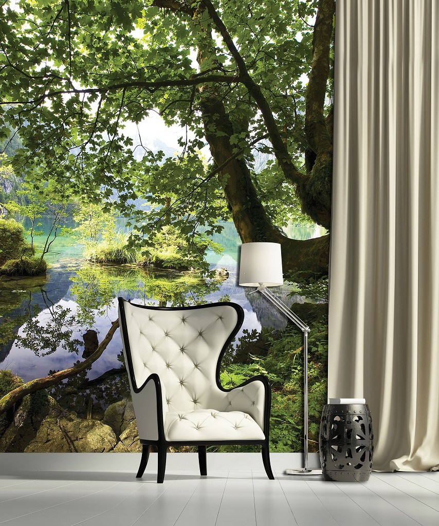 3д Дерева Краєвид флізелінові фотошпалери 206x275 см Природа - Річка у лісі (10222VEA)+клей