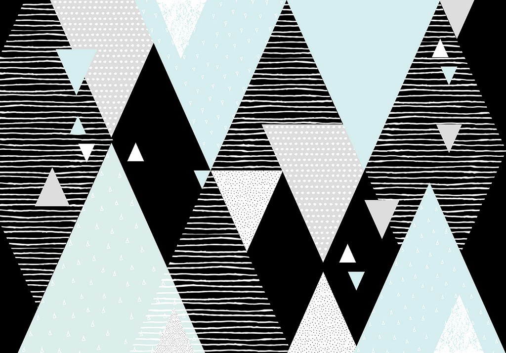 Флізелінові фотошпалери абстракції в інтер'єрі 520x318 см Чорно-біла геометрія у трикутниках (10226VEXXXXXL) +клей