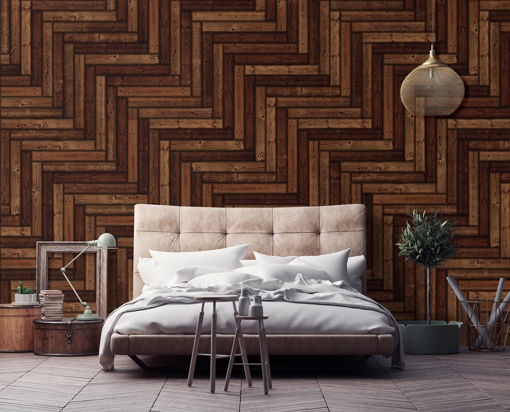 Флизелиновые фотообои с рисунком доски 312x219 см Деревянный темный паркет (10301VEXXL) +клей