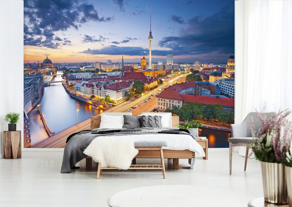 Флизелиновые фотообои город 368x254 см 3Д Панорама Берлина (10307V8)+клей