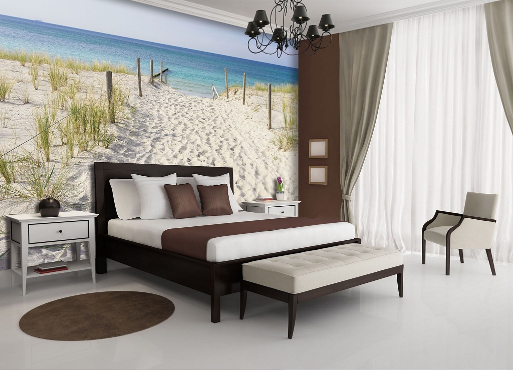 3d флизелиновые фотообои природа 254x184 см Песчаный пляж и вид на море (10387V4)+клей