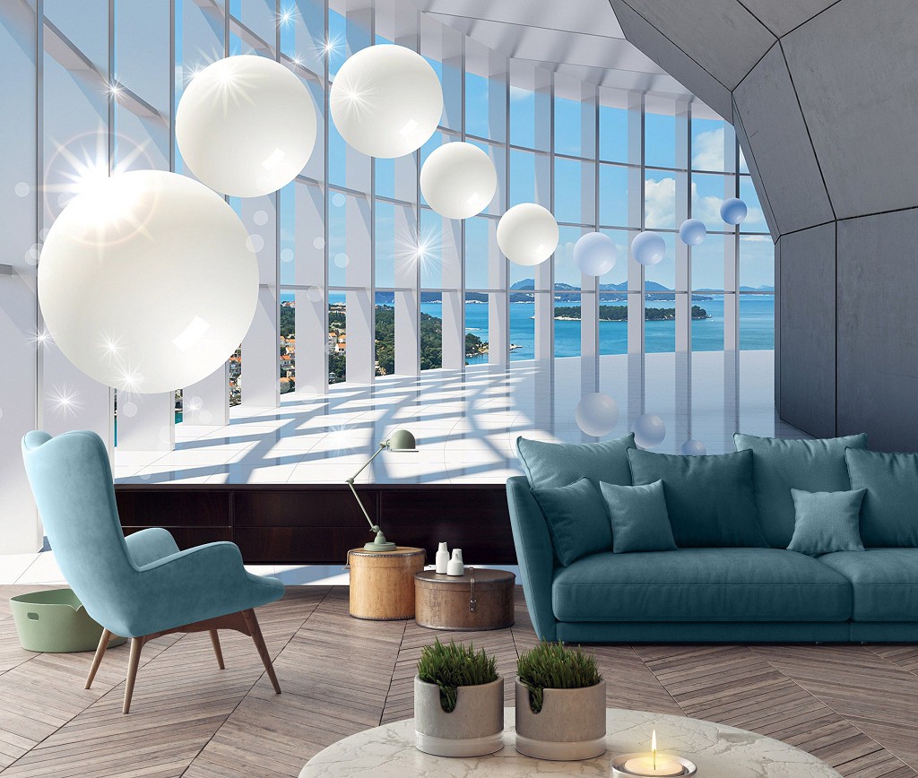 Зд флізелінові фотошпалери 520x318 см Тунель з великим вікном та кулями (10419VEXXXXXL) +клей