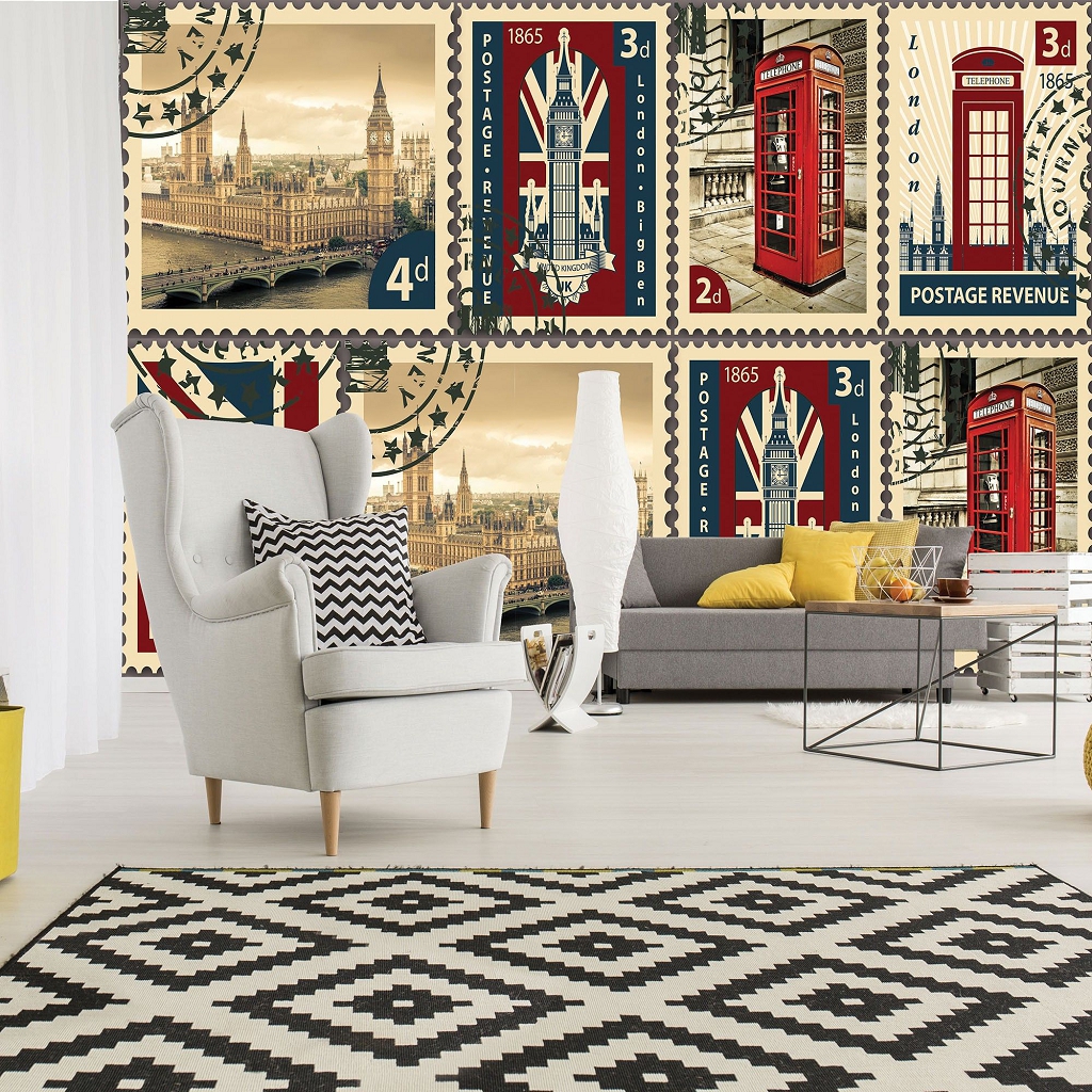 Флізелінові фотошпалери на стіну 368x254 см Ретро-стилі Лондон Великобританія (10456V8) +клей