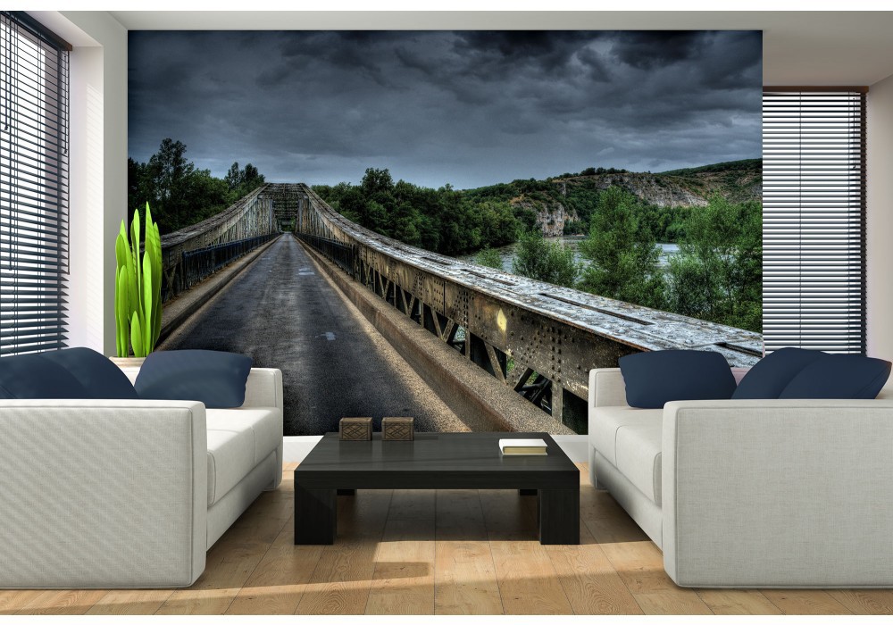 3D флізелінові фотошпалери 254x184 см Старий металевий міст (10519V4)+клей