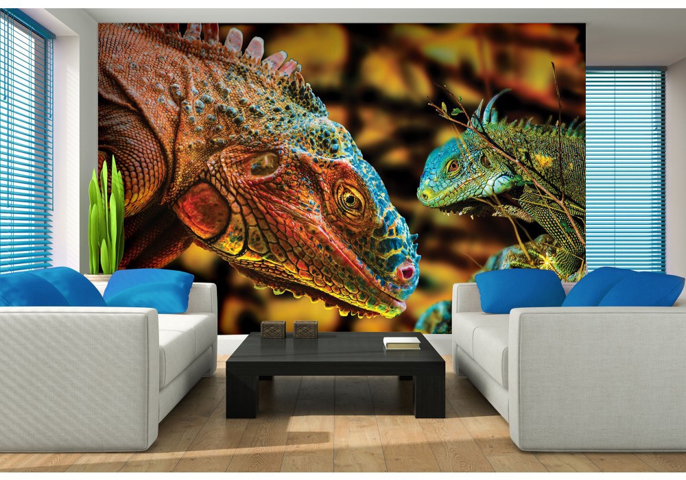 Флизелиновые 3д фотообои животные 416x290 см Красочный дракон Комодо (10568VEXXXXL) +клей