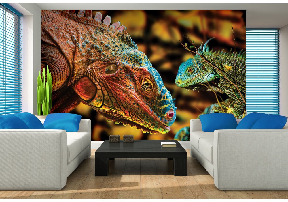 Флізелінові фотошпалери з тваринами 3Д Варан фото Барвистий дракон Комодо (10568V)+клей