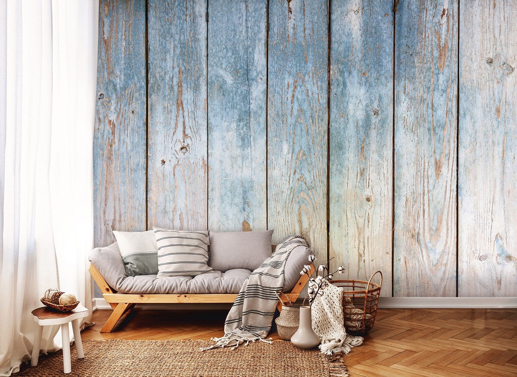 Флізелінові фотошпалери що миються під дерево Сині дерев'яні дошки (10670V)+клей