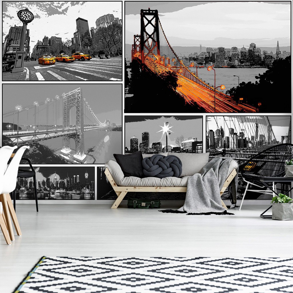 Флізелінові фотошпалери на всю стіну 254x184 см Комікси Міста Нью Йорк (10675V4)+клей