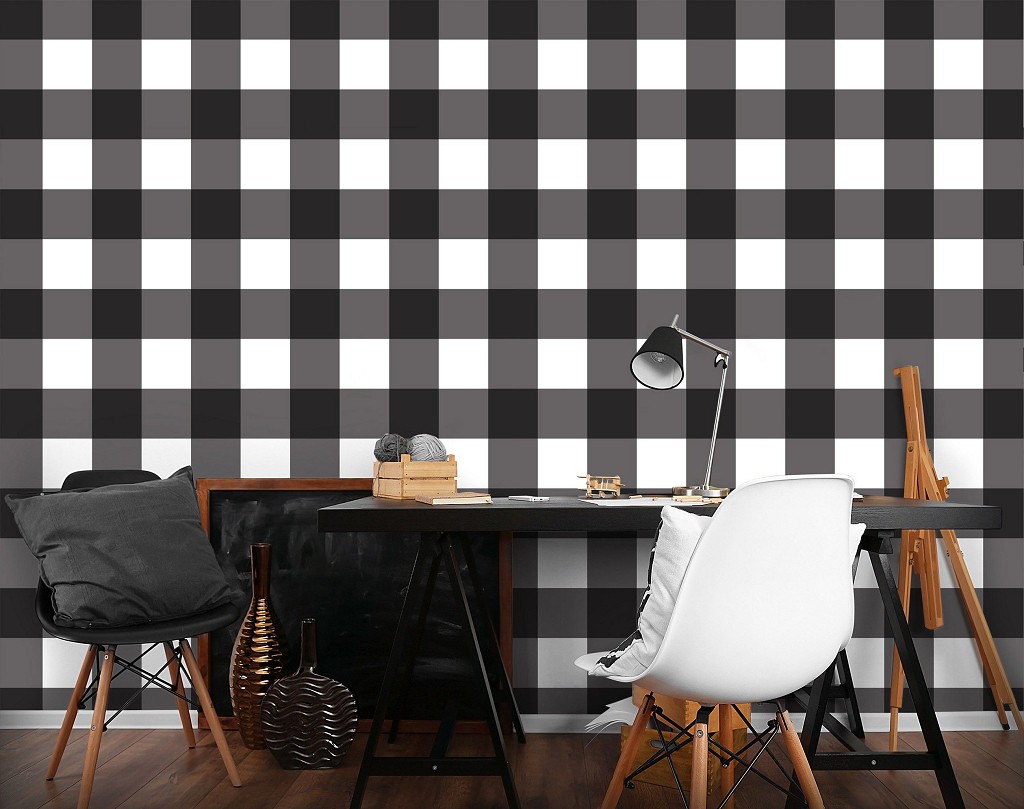 Квадраты флизелиновые фотообои 312x219 см Черно-белые клетки (10680VEXXL) +клей