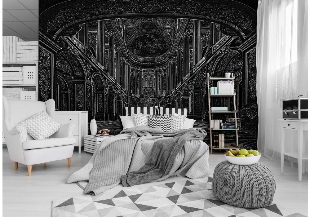 Флизелиновые фотообои 368x254 см Бальный черный зал в Версале (10689V8) +клей