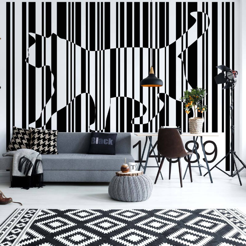 Флізелінові фотошпалери абстракція в інтер'єрі 416x254 см Котячий штрих-код (10695VEXXXL) +клей