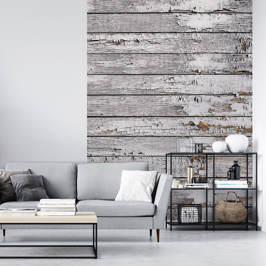 Флізелінові фотошпалери 184x254 см Структура сірих дощок імітація старої деревини (10716V4A)+клей