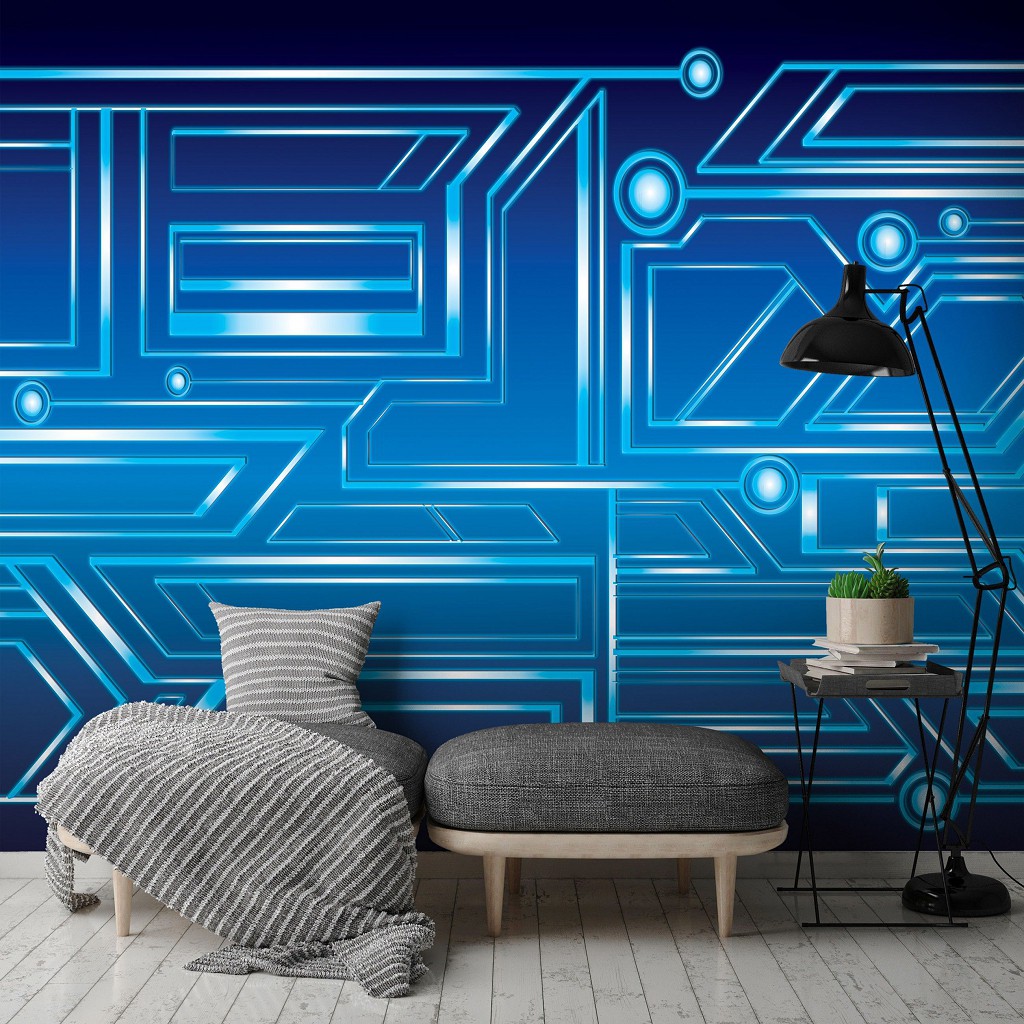 Флізелінові фотошпалери на кухню 520x318 см Синя геометрична абстракція (10719VEXXXXXL) +клей