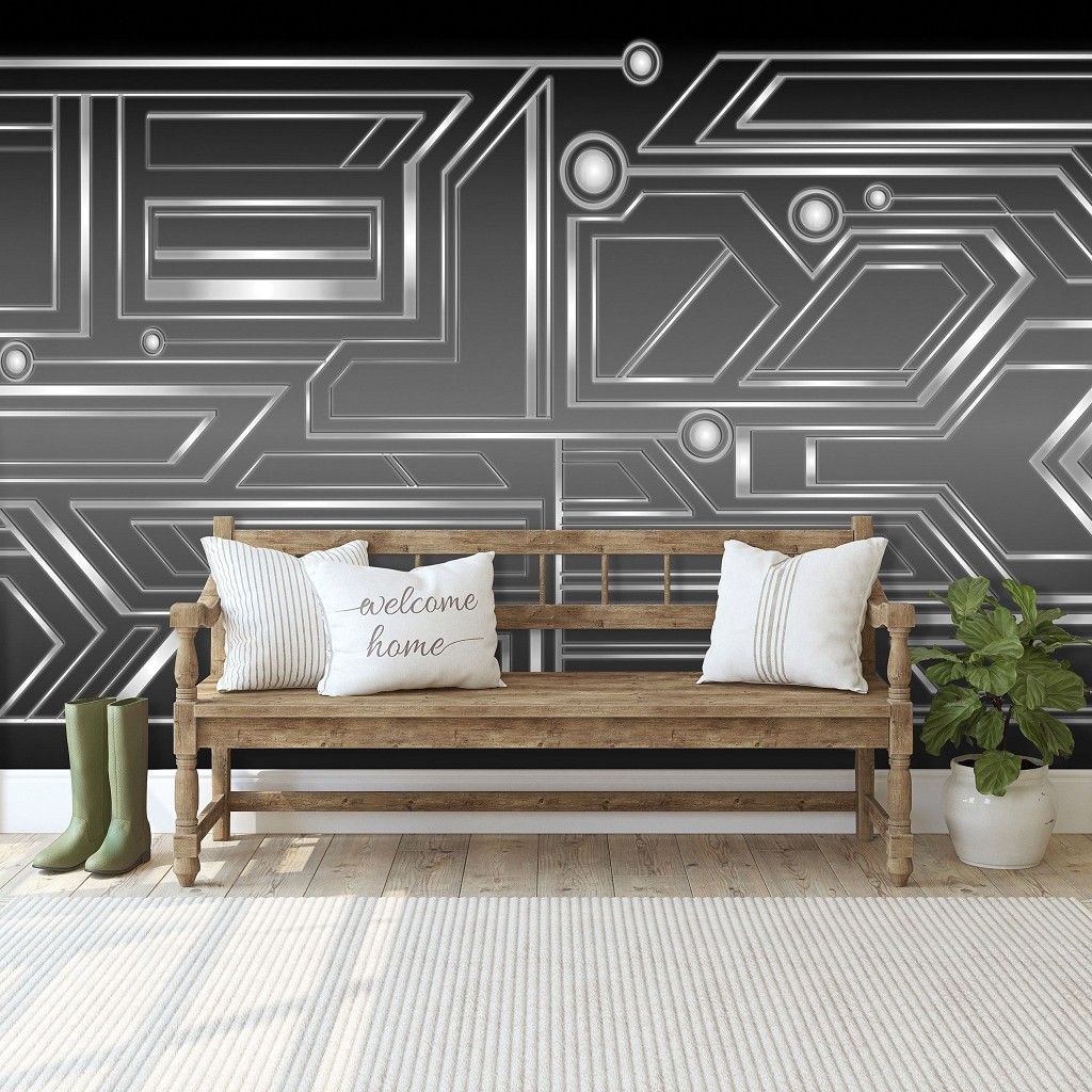 Флизелиновые фотообои 416x254 см Черно-белая геометрическая абстракция (10720VEXXXL) +клей