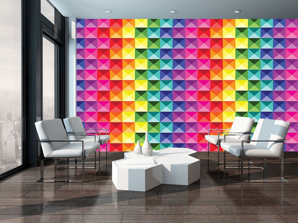 Флізелінові фотошпалери з геометричним малюнком 416x290 см Барвисті блоки (10721VEXXXXL) +клей