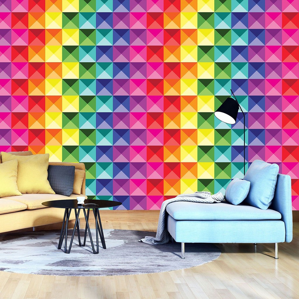 Флизелиновые фотообои 312x219 см Красочные блоки (10721VEXXL) +клей