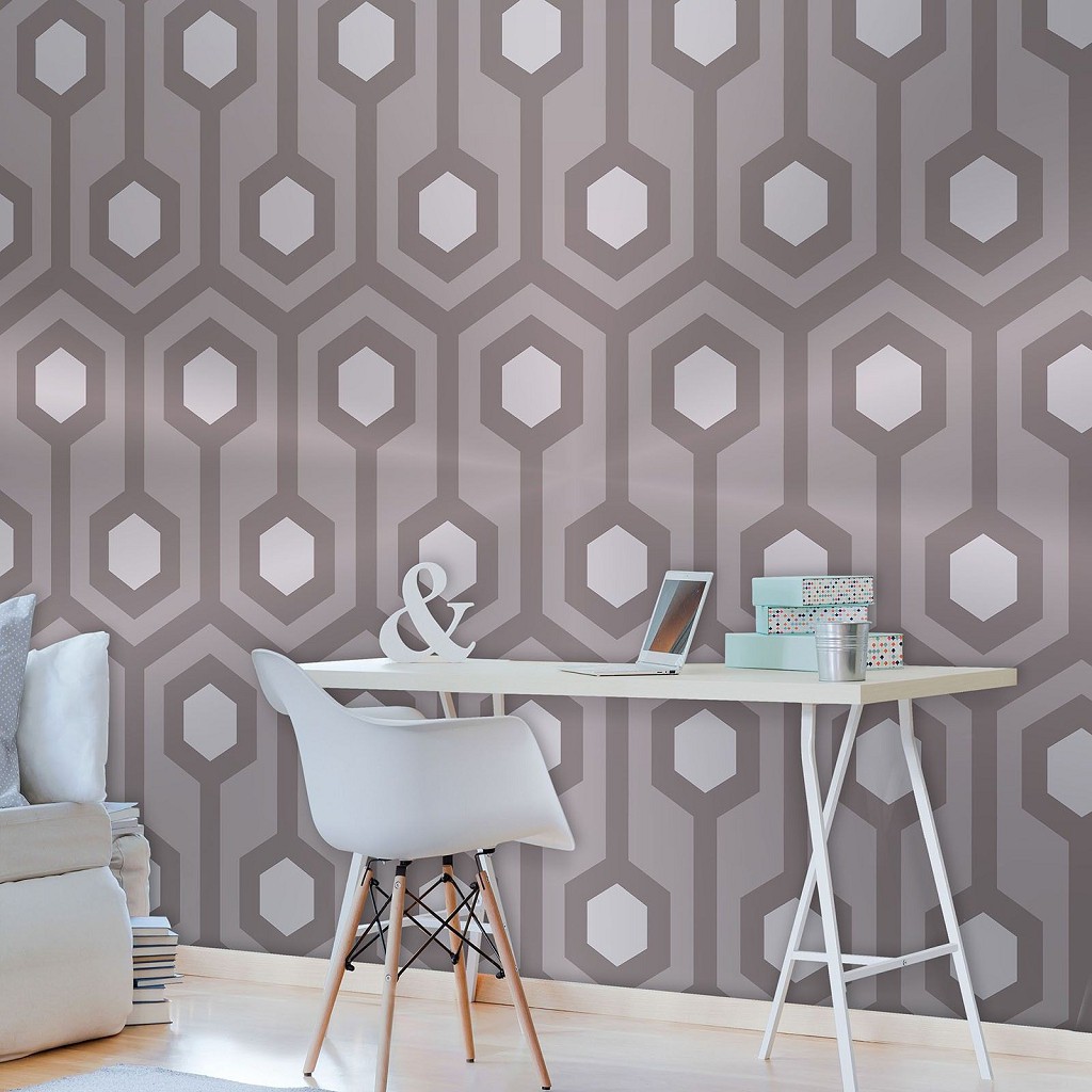 Флизелиновые фотообои абстракция 416x254 см Геометрическая мозаика серые соты (10723VEXXXL) +клей