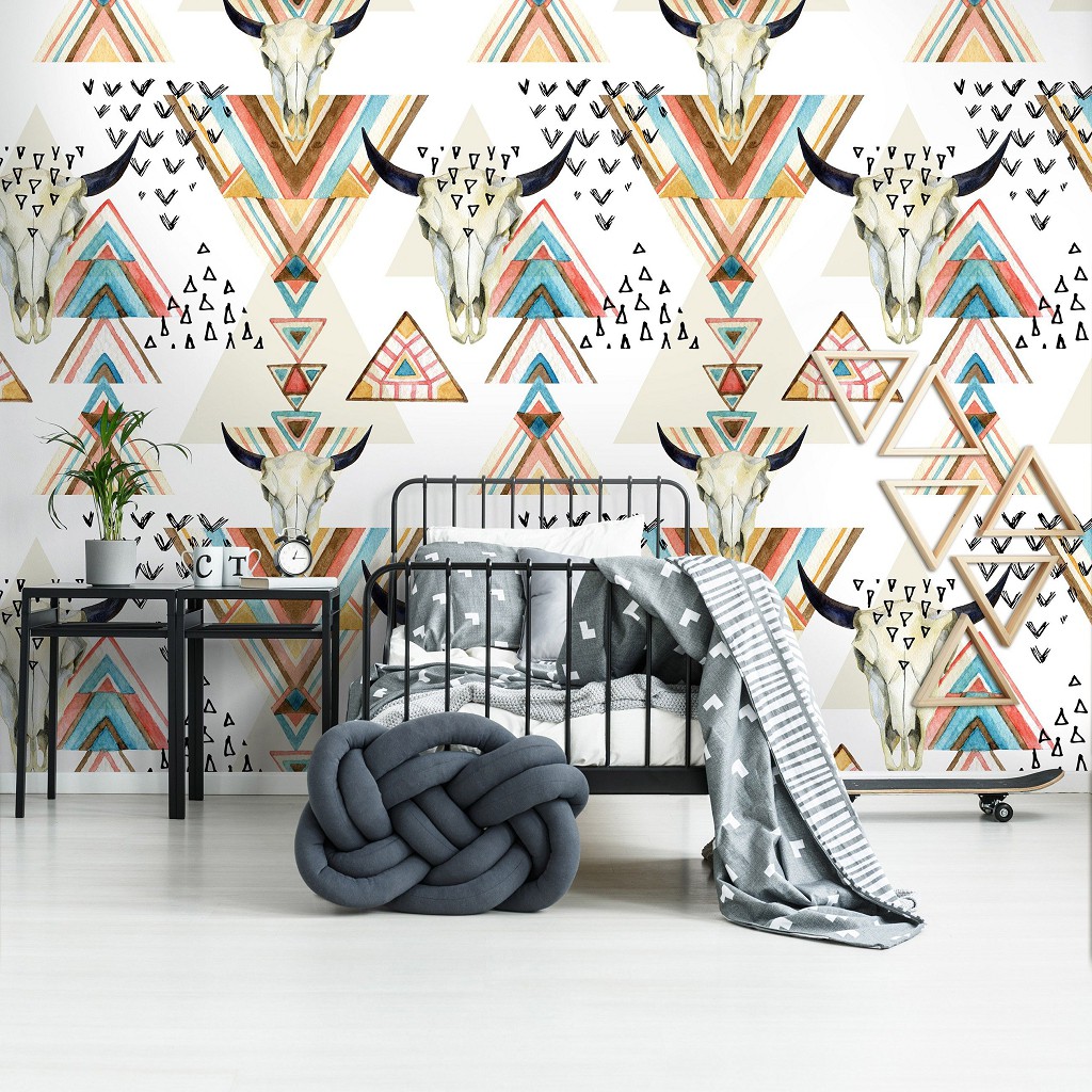 Флізелінові фотошпалери геометрія 416x290 см Черепи та трикутники (10727VEXXXXL) +клей