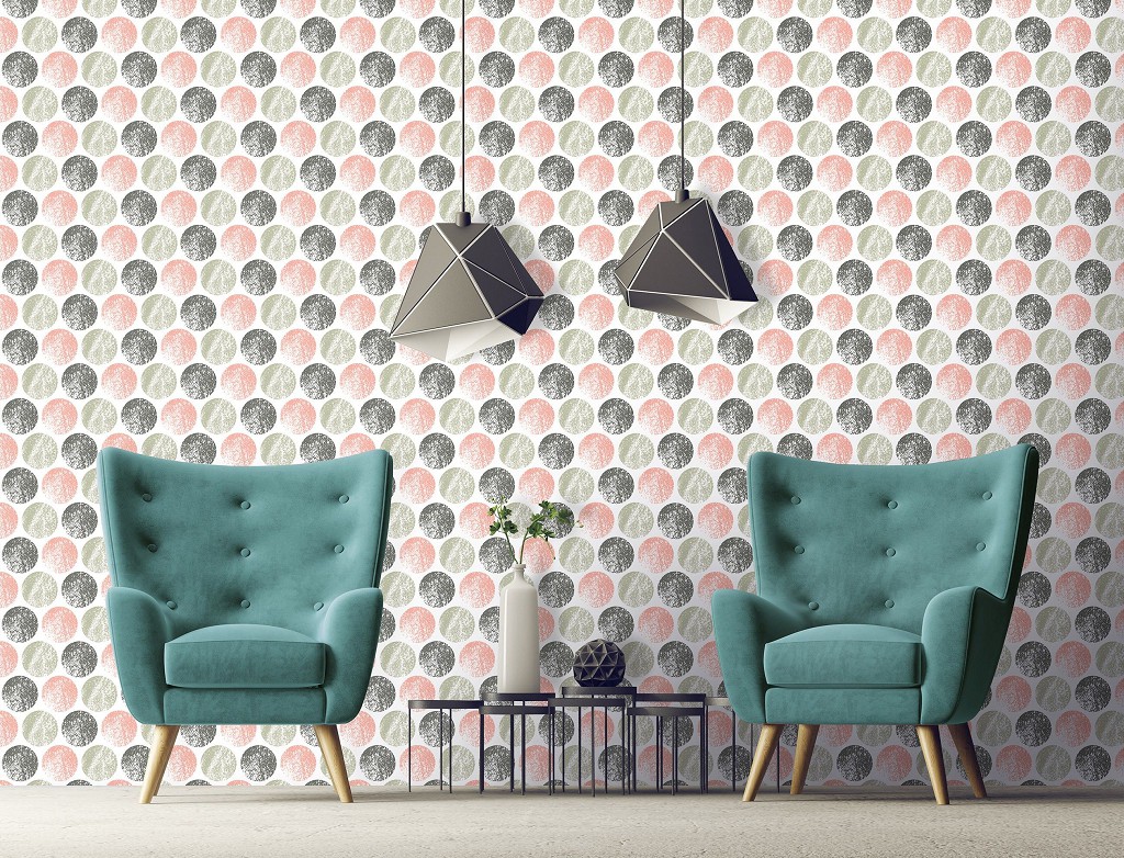 Абстракції флізелінові фотошпалери на стіні 368x254 см Мозаїка візерунок з кіл (10734V8) +клей