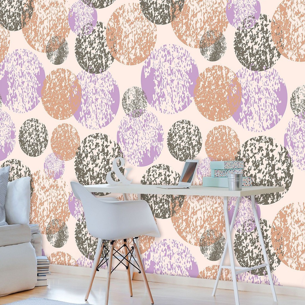 Абстрактные флизелиновые фотообои 312x219 см Мозаика узор из красочных кругов (10736VEXXL) +клей