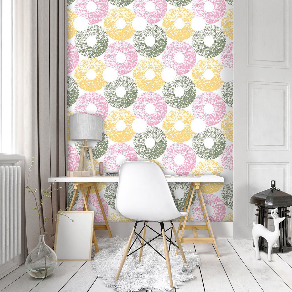 Геометрія на флізелінових фото шпалерах 184x254 см Візерунок мозаїка з барвистих куль (10738V4A)+клей