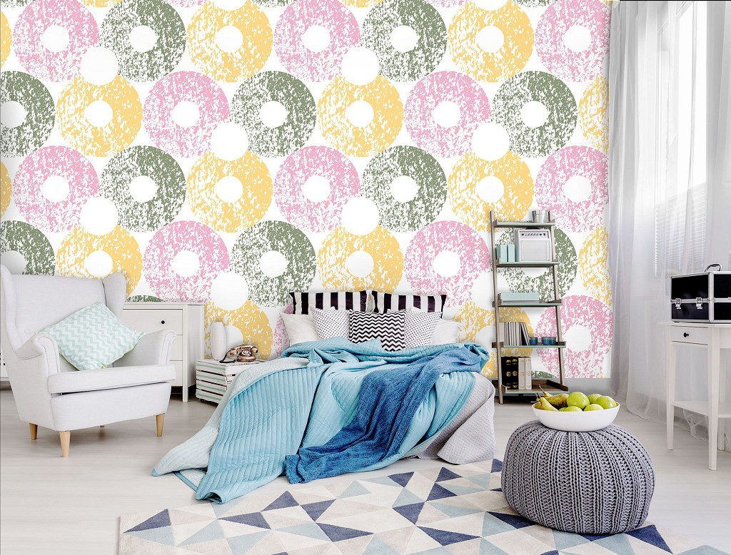 Флизелиновые фотообои абстрактные Узор мозаика из красочных шаров (10738V)+клей