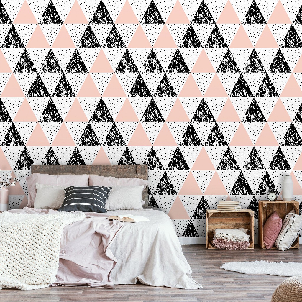 Флізелінові фотошпалери на стіну 416x254 см Мозаїка візерунок з трикутників (10739VEXXXL) +клей