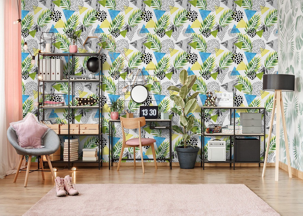 Флизелиновые фотообои 416x254 см Треугольники и листья (10751VEXXXL) +клей