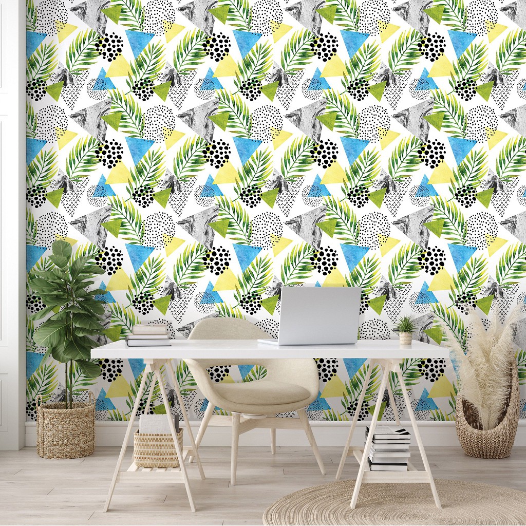 Флізелінові фотошпалери 520x318 см Трикутники та листя (10751VEXXXXXL) +клей