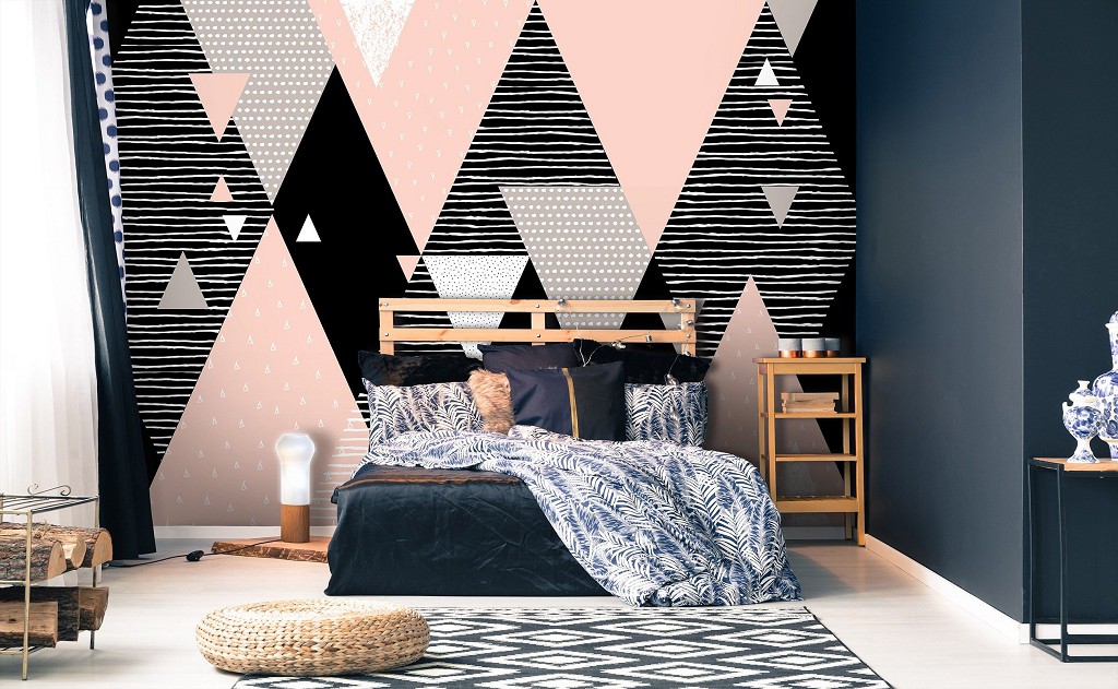 Абстракція флізелінові фотошпалери 312x219 см Декор із трикутників (10752VEXXL) +клей