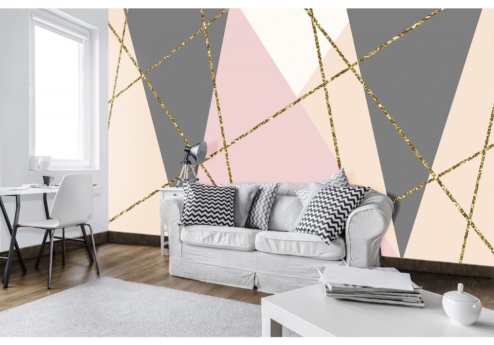 Флизелиновые фотообои геометрический узор Декор из треугольников (10753V)+клей