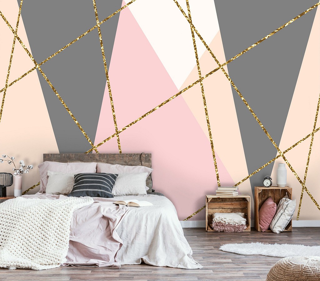 Флізелінові фотошпалери з візерунками 416x254 см Декор із трикутників (10753VEXXXL) +клей