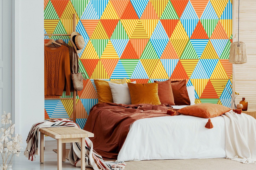 Флізелінові фотошпалери геометрія 254x184 см Барвисті трикутники (10758V4)+клей