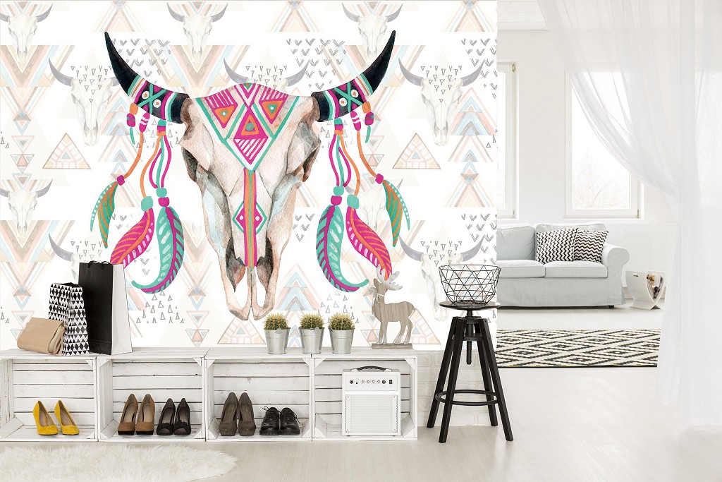 Абстрактні флізелінові фотошпалери 368x254 см Череп (10783V8) +клей