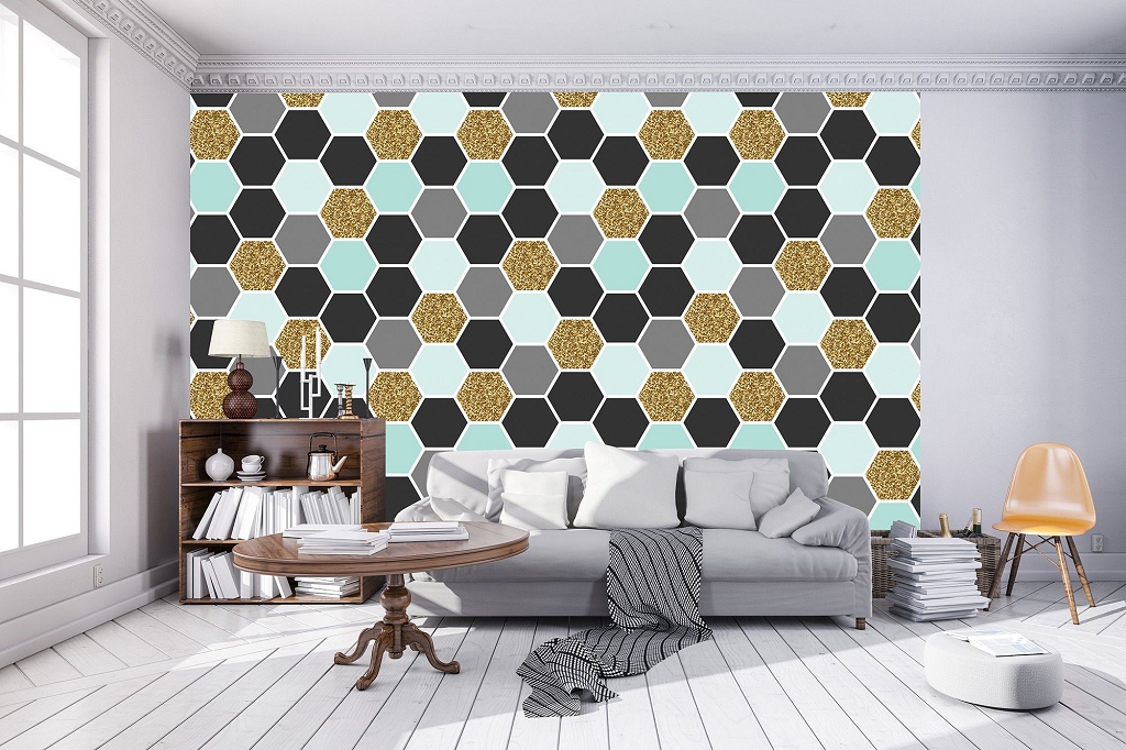 Флизелиновые фотообои красивые шестиугольники 520x318 см Абстракция разноцветные соты (10784VEXXXXXL) +клей