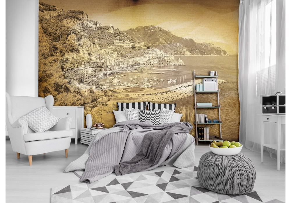 Флизелиновые фотообои лето море 368x254 см Винтажный Пляж в сепии (10864V8) +клей