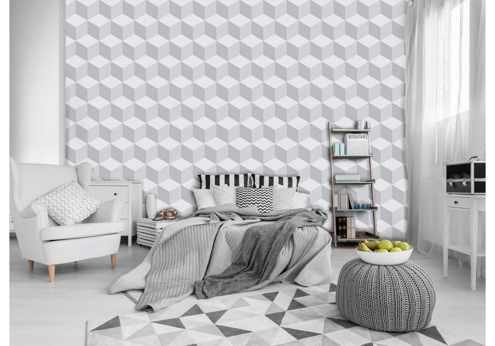 3д флізелінові фотошпалери Мозаїка із сірих кубиків (10940V)+клей