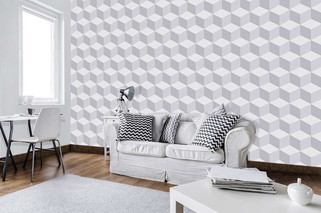 Флизелиновые фотообои 3д фото 520x318 см Мозаика из серых кубиков (10940VEXXXXXL) +клей