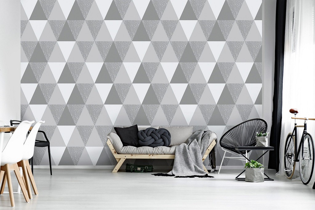 Флізелінові фотошпалери 368x280 см Шаблон трикутників (10952V10) +клей