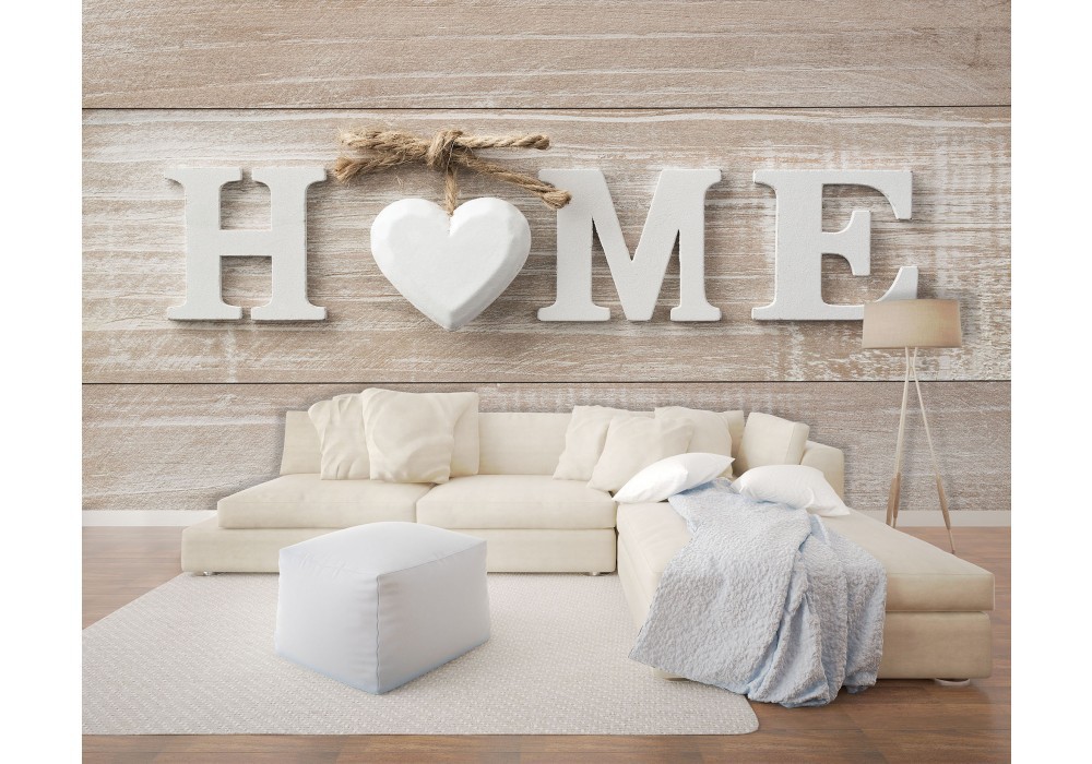 Флизелиновые фотообои имитация дерева 416x254 см Надпись HOME на досках (10963VEXXXL)+клей