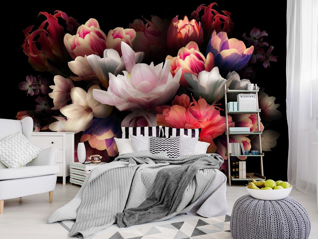 Флізелінові фотошпалери в інтер'єрі 312x219 см Квіти Великий букет (10972VEXXL) +клей