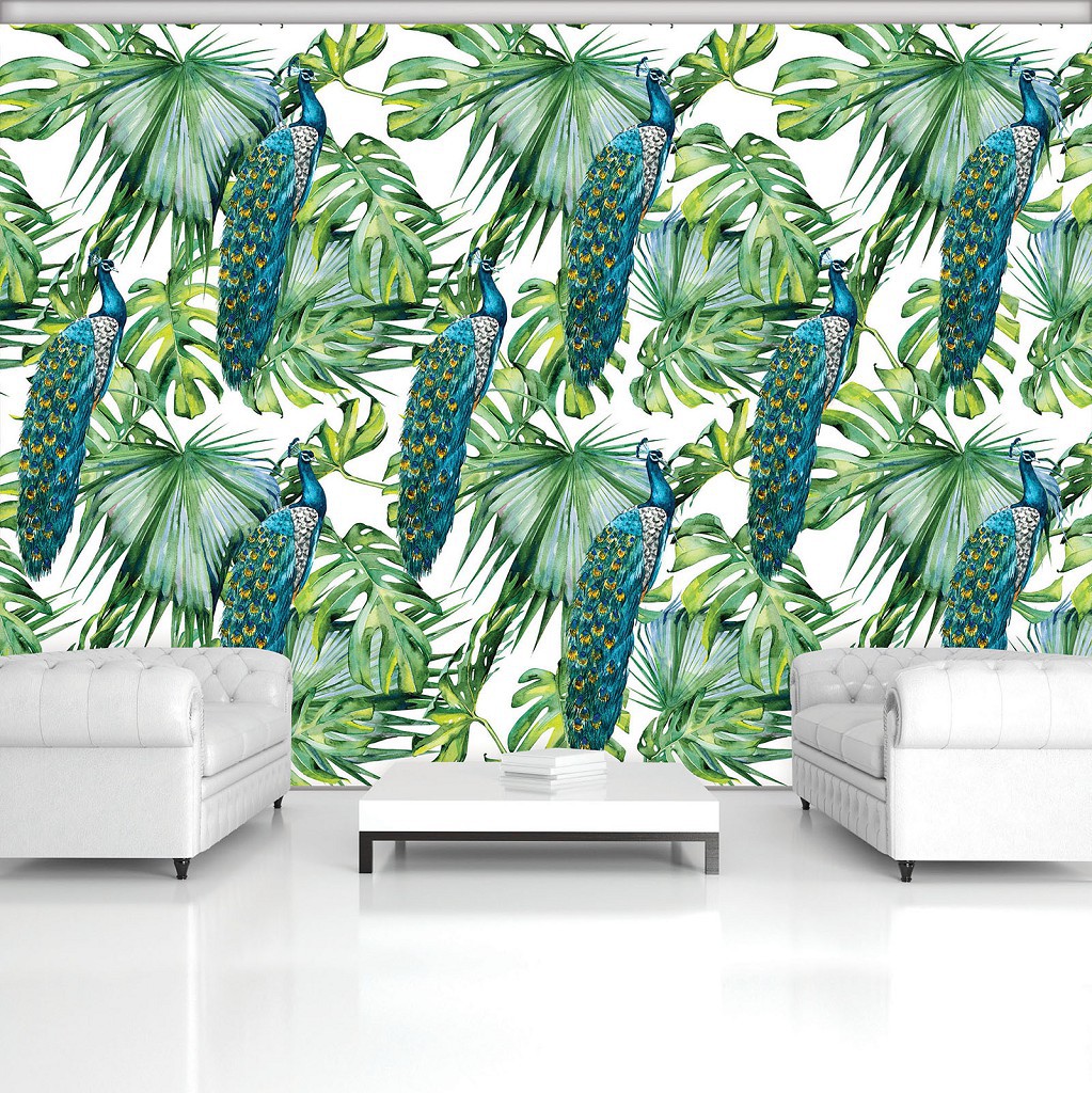 Флізелінові фотошпалери мистецтво 368x254 см Павич (11063V8)+клей