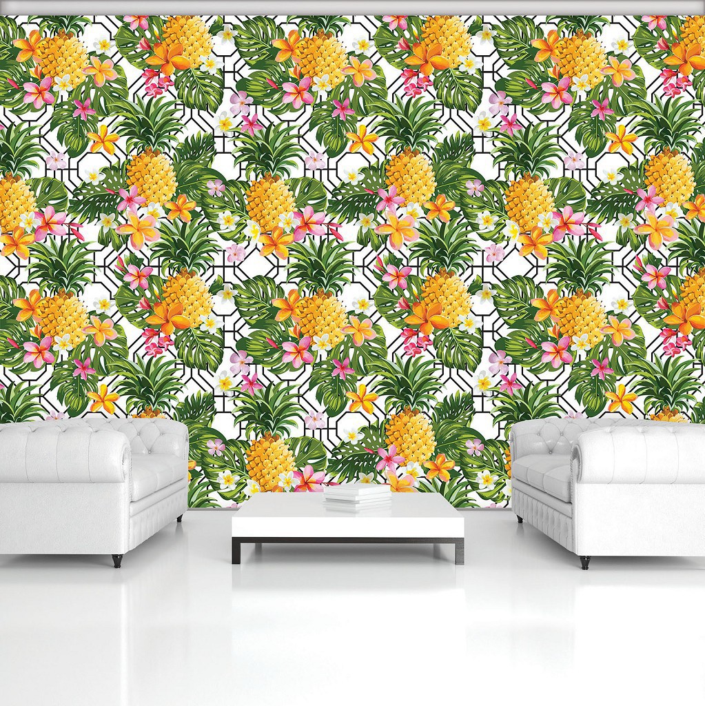 Флізелінові фото шпалери з листям 416x254 см Ананаси (11066VEXXXL)+клей