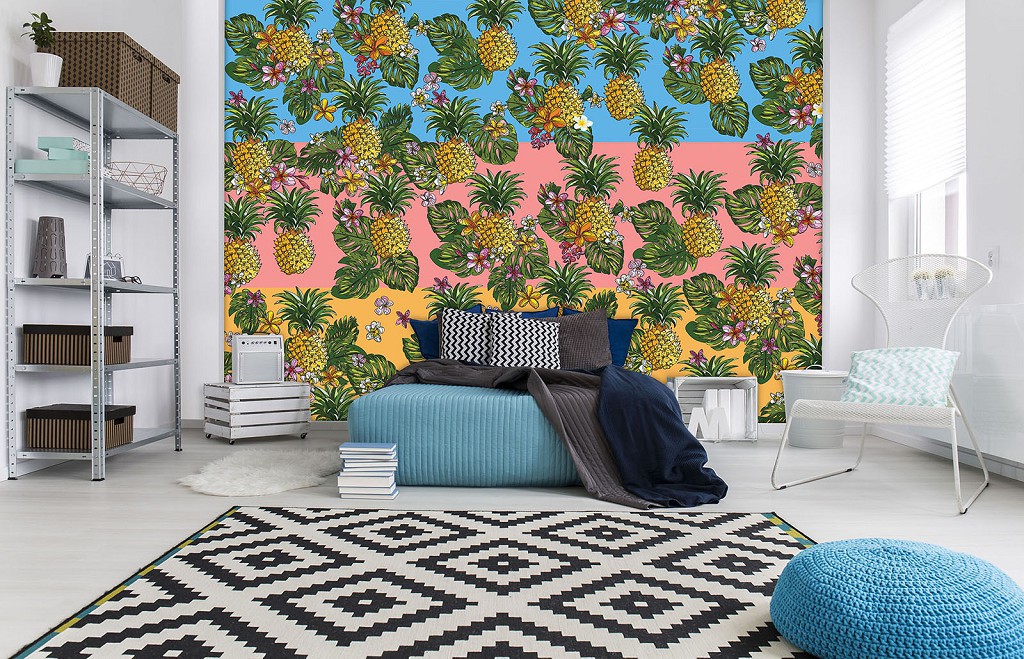 Флізелінові абстрактні фото шпалери 368x254 см Ананас (11067V8)+клей