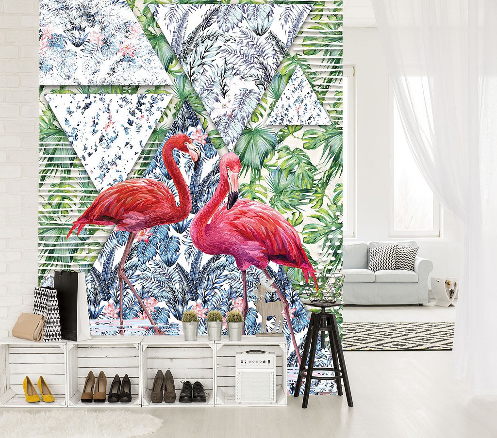 Флізелінові фото шпалери абстракція 184x254 см Фламінго (11089V4A)+клей