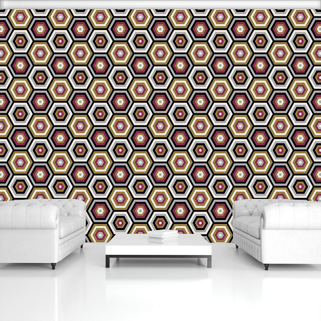 Абстракції флізелінові фотошпалери на стіні соти 520x318 см Шестикутник різнокольорова геометрія (11137VEXXXXXL) +клей